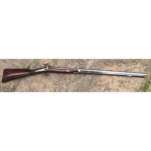 692 - Single barrel percussion shotgun by Wellborne, Barrel length 30'' Hardwood ramrod with brass top fit... 