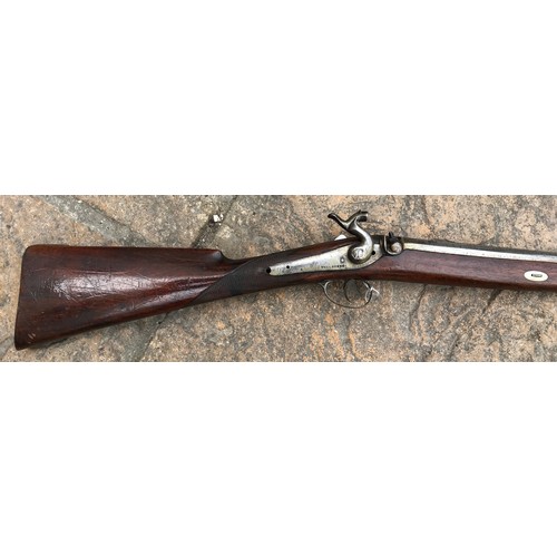 692 - Single barrel percussion shotgun by Wellborne, Barrel length 30'' Hardwood ramrod with brass top fit... 