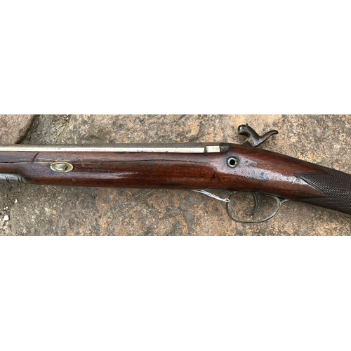 692 - Single barrel percussion shotgun by Wellborne, Barrel length 30'' Hardwood ramrod with brass top fit... 