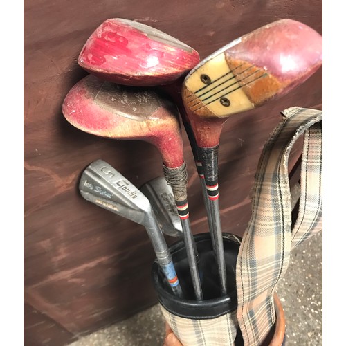 782 - Five golf clubs including 3 x Custom Built by St Andrew Golf Co Ltd and Ben Sayers Ltd leather golf ... 