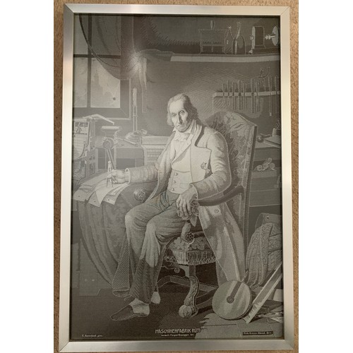 1079 - A framed woven portrait of Jean-Marie Jacquard (Inventor of the Jacquard Loom) 48 x 31cms. Drawn by ... 