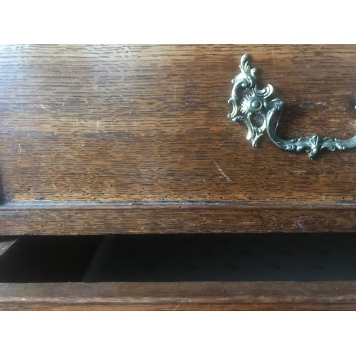 1228 - An 18thC oak chest on chest, two short drawers on bracket feet. 100 w base x 52 d x 167cms h.