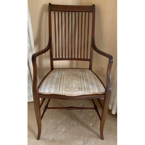 1247 - An Edwardian mahogany and inlaid open armchair.