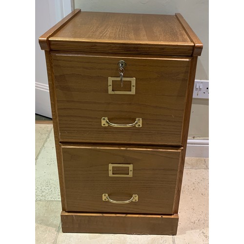 1249 - Two drawer oak filing cabinet 70h x 42 w x 43cm d.