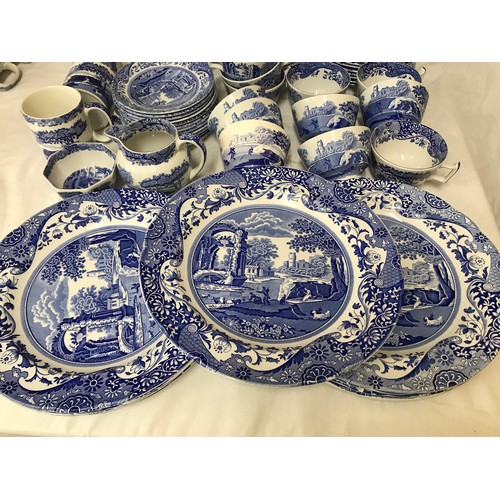 190 - Spode Italian blue and white tea and dinner ware, 67 pieces comprising: 9 x dinner plates 26.5cm, 3 ... 