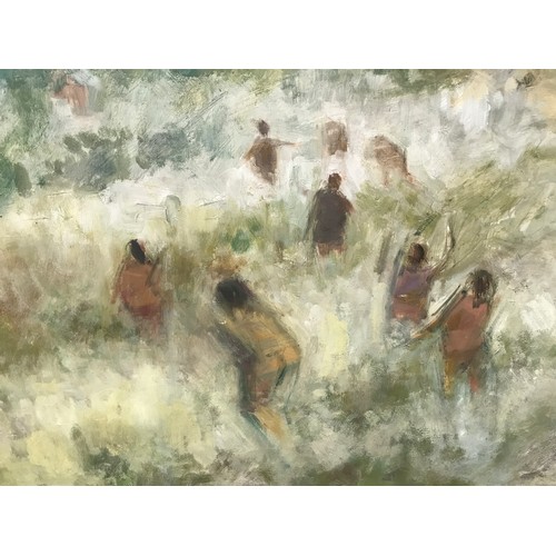 1069 - Oil on board of bathers by Lawrence Leifchild Toynbee 1922-2002, monogram signed LLT 79. 40.5 x 61cm... 