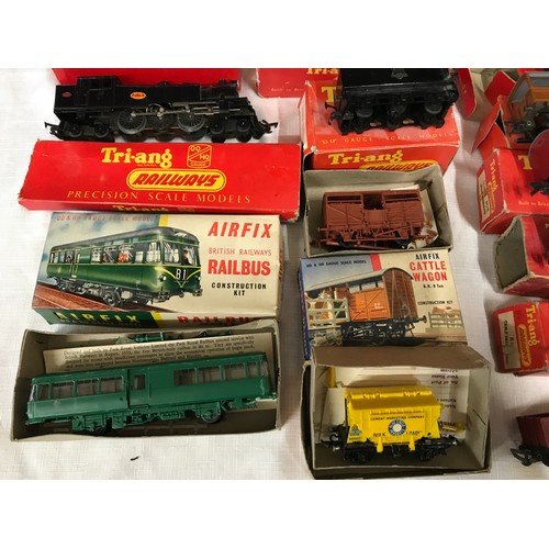 740 - Triang 00 gauge boxed plastic model railway selection of coaches, goods wagons, buildings and engine... 