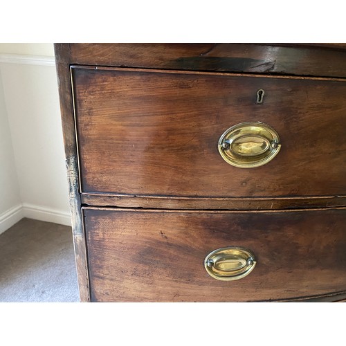 1250 - A 19thC bow fronted chest of drawers, 2 short over 3 long. 105 w x 108 h x 56cm d.