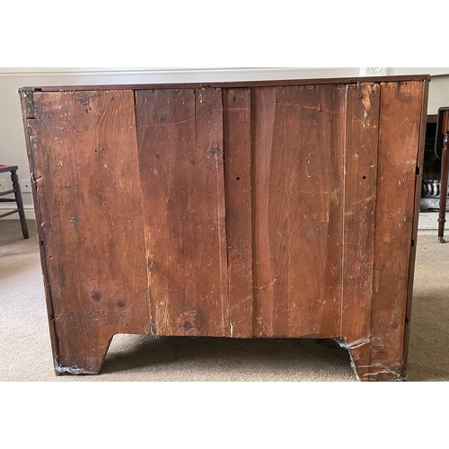 1254 - A mahogany chest of drawers, 2 short over 2 long on bracket feet and inlay to the top. 93 w x 75 h x... 