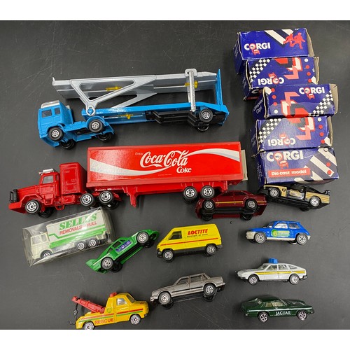 758 - A Corgi selection to include Eddie Stobart Ltd boxed Motorway Truck set & Playmat,  58112 Transit Va... 