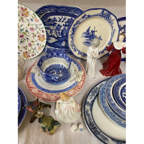 2 - A selection of ceramics to include Royal Doulton figurines ,