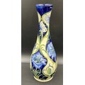 Moorcroft trial tall blue floral vase with butterflies. 42cm h. Circa 2005. Monogrammed to base MP a... 
