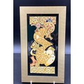 A Moorcroft framed plaque depicting a golden seahorse, monogrammed to reverse LBE and DS.  20 x appr... 