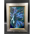 A Moorcroft framed limited edition 160/200 plaque of a peacock by Rachel Bishop.  Tile 31 x 20cm. Fr... 