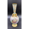 Doulton Burslem 19thC vase approx 22cm high. Decorated with flowers and foliage with raised enamel d... 