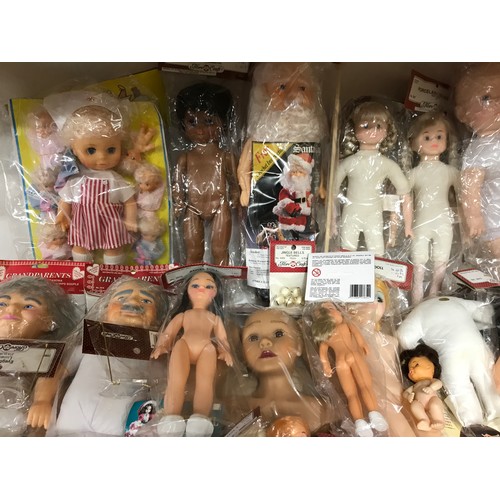 741 - A large collection of commercially packaged dolls by Fibre and Craft, mostly plastic and some with s... 