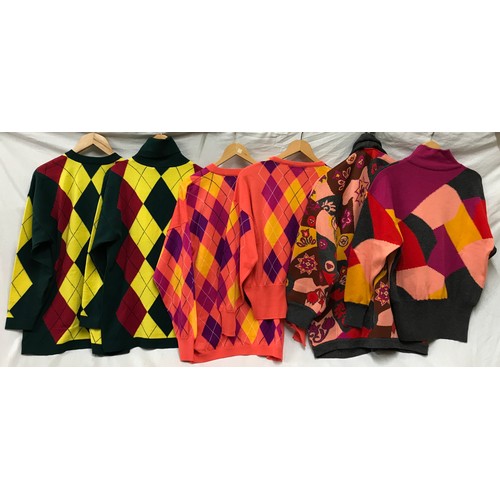 485 - Three twinsets by Escada in bright colours c1980's. Sizes 42, 40 and 38.