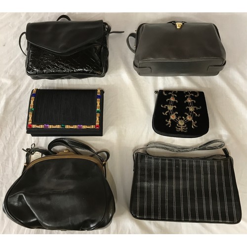 490 - A collection of 6 handbags to include 2 x jewelled and embellished clutches one by Jane stilton, 1 x... 