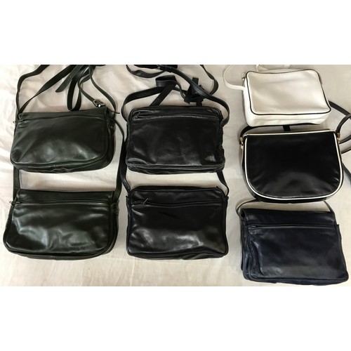 491 - Seven leather handbags in navy, white and green to include 5 x Enny.