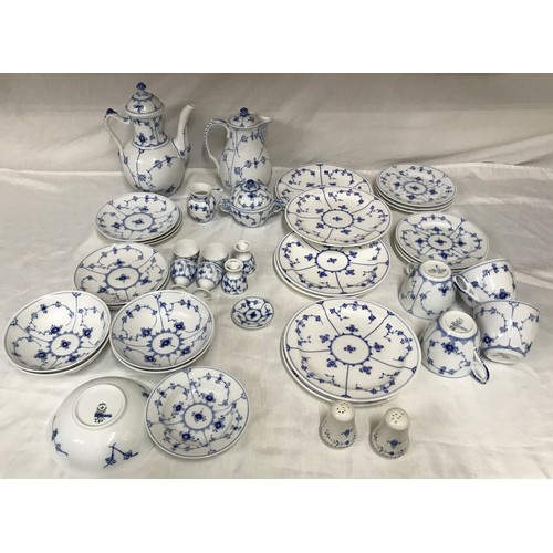 63 - A Royal Copenhagen Denmark blue and white floral pattern part tea service comprising: coffee pot, wa... 