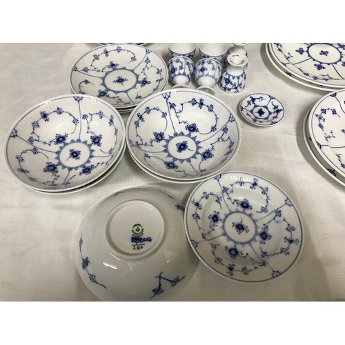 63 - A Royal Copenhagen Denmark blue and white floral pattern part tea service comprising: coffee pot, wa... 