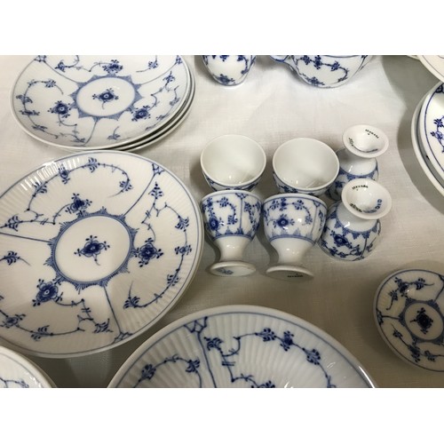 63 - A Royal Copenhagen Denmark blue and white floral pattern part tea service comprising: coffee pot, wa... 