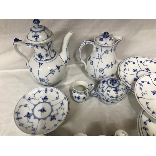 63 - A Royal Copenhagen Denmark blue and white floral pattern part tea service comprising: coffee pot, wa... 