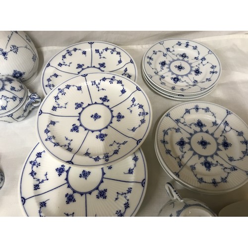 63 - A Royal Copenhagen Denmark blue and white floral pattern part tea service comprising: coffee pot, wa... 