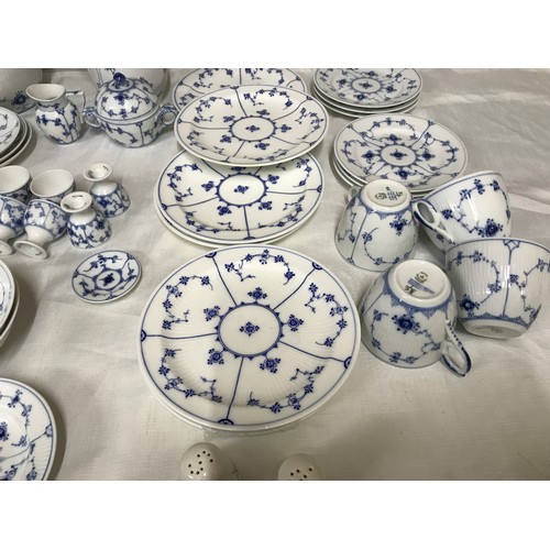 63 - A Royal Copenhagen Denmark blue and white floral pattern part tea service comprising: coffee pot, wa... 