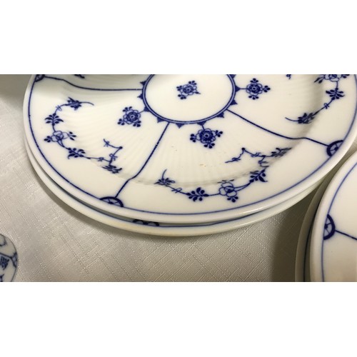 63 - A Royal Copenhagen Denmark blue and white floral pattern part tea service comprising: coffee pot, wa... 