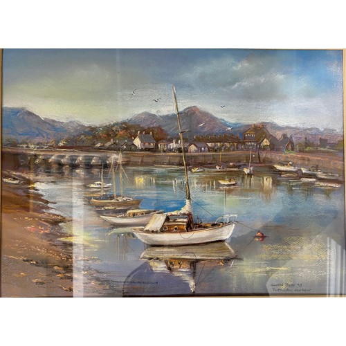 1083 - A framed pastel drawing of Port Madoc harbour signed Susan Blunt '93, 28 x 38.5cm, frame 50 x 60cm.