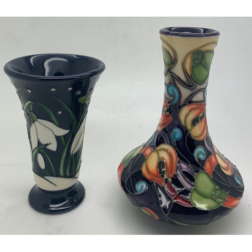 66 - Five Moorcroft vases, tallest 11cm h to include Winter Wonder shape 87/3 Rachel Bishop 2003 Christma... 