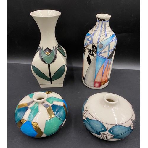 74 - Four Moorcroft sister company design consort vases to include: St Pancras arches of BLL 24cm h, a ge... 