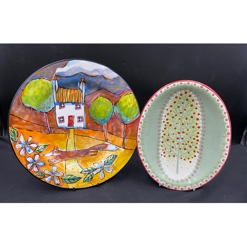 77 - Modern ceramics to include studio pottery: Catherine Ball bowl 35cm d, 5 pieces of Highland Stonewar... 