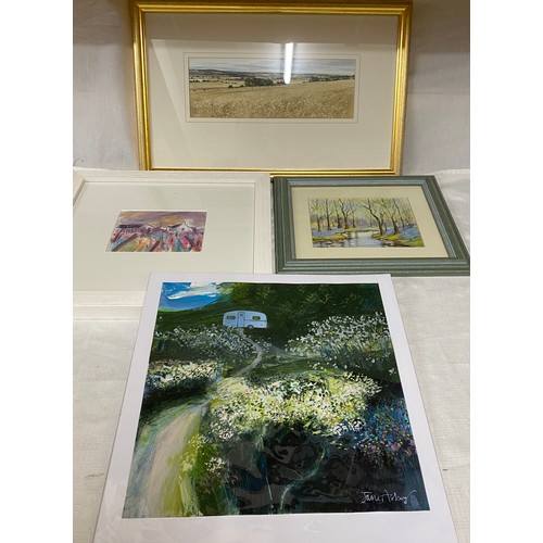 1090 - Paintings to include: a gilt framed original watercolour by David E Johnston 