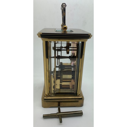 629 - A 20thC Matthew Norman brass cased carriage clock. 15cm h.