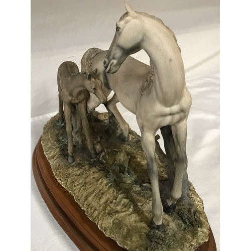 90 - Capodimonte ‘ Horse and Foal’ by Milio with certificate. Height approx. 31cm x base 41cm x 23cm w.