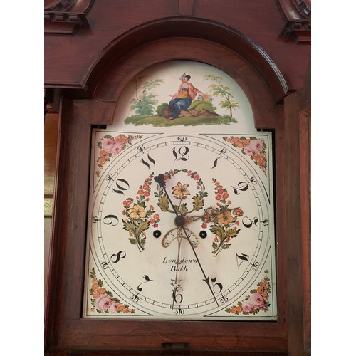 630 - A mahogany 8 day longcase clock with sweep second hand, well painted dial Lonsdown Bath, movement by... 