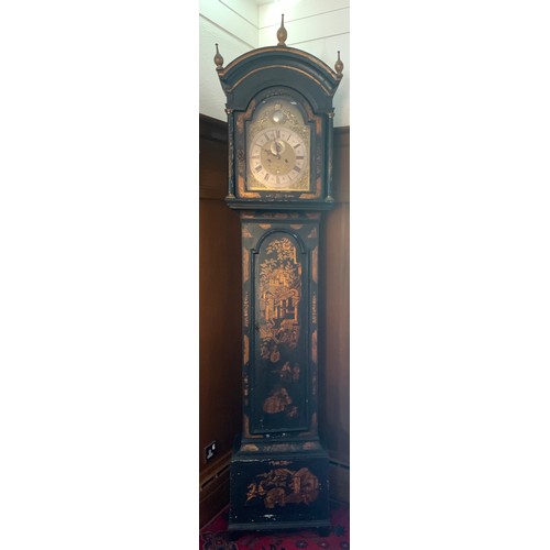 631 - A Chinoiserie lacquered longcase clock by Thomas Martin London, admitted to the Clockmakers Co 1699.... 