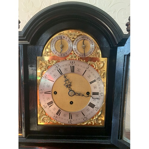 637 - A 19thC fine quality chiming fusee bracket clock in ebonised case. 47.5 h x 40 w x 21cm d.