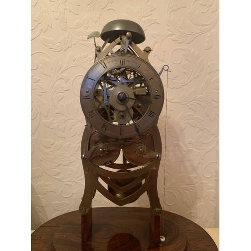 658 - A fine quality skeleton clock . The double fusee movement with repeat mechanism striking on a bell. ... 