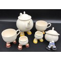 Carlton  lustre England Walking ware part novelty tea set to include : teapot, 2 x cups, 2 x egg cup... 