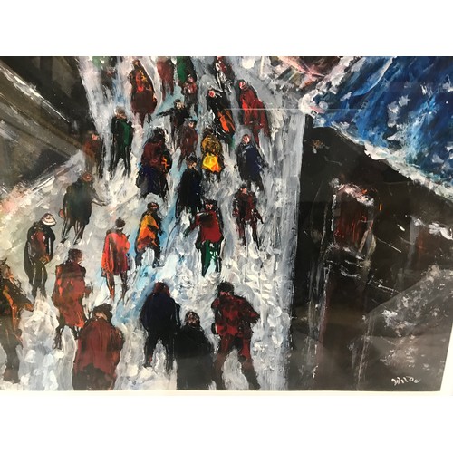 1098 - David Wilde framed oil painting “ Victoria’s people trudge to work in the snow”. Signed lower right.... 