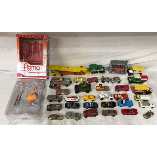 760 - Diecast model car collection, 34 assorted play worn vehicles and a Max Factory action figure’ FIGMA’... 