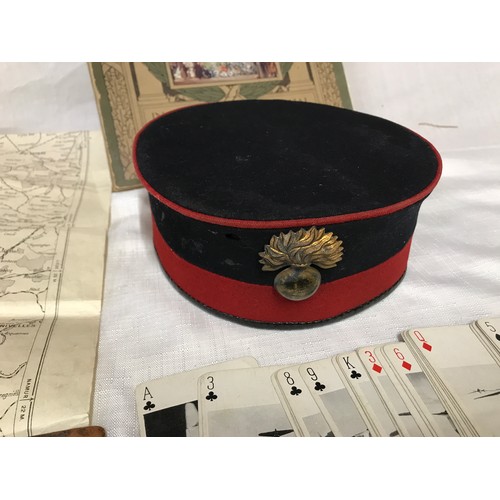 695 - Boer War 1899-1902 Grenadier Guards hat with cap badge belonging to H Pincher, dates 1901, postcard ... 