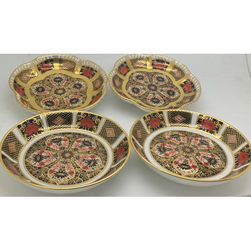 46 - Four Royal Crown Derby dishes, Old Imari pattern No. 1128. 11cm d approximately.