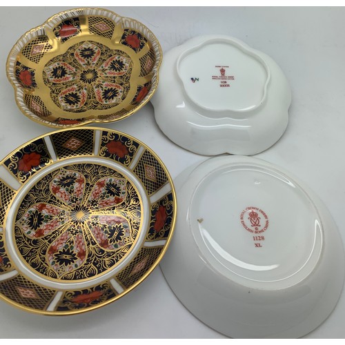 46 - Four Royal Crown Derby dishes, Old Imari pattern No. 1128. 11cm d approximately.