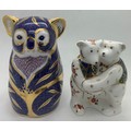 Royal Crown Derby, Koala paperweight with gold coloured stopper with embracing teddies.