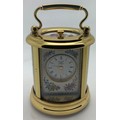 Miniature Halcyon Days Enamels brass and enamel carriage clock. 8.5cm h.