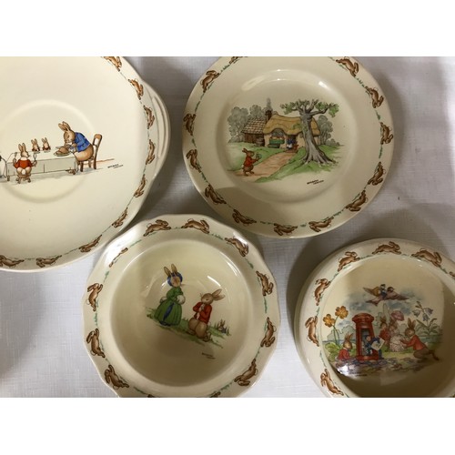 137 - A selection of Bunnykins by Barbara Vernon, Royal Doulton to include cake plate, 2 x side plates, 2 ... 